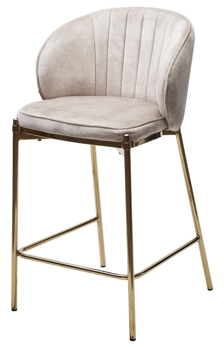 Полубарный стул WENDY VBP-207 античный бежевый, велюр / золотой каркас (H=65) М-City