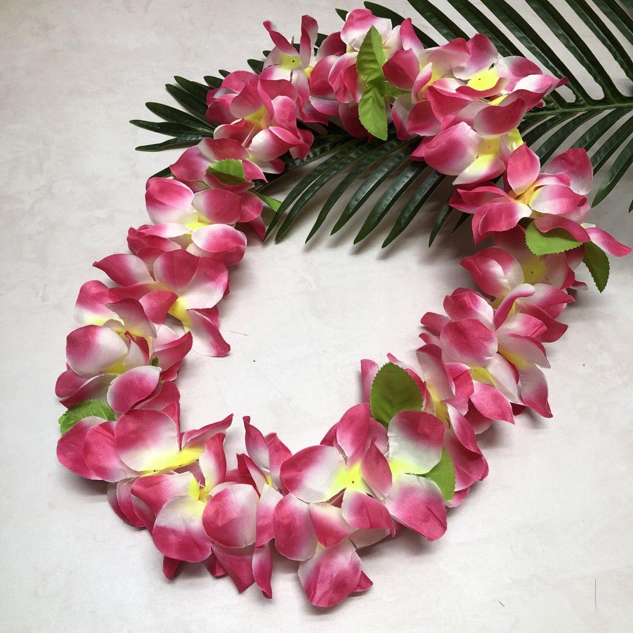 Леи гавайские ожерелье с листьями розовые - фото 1 - id-p114441426