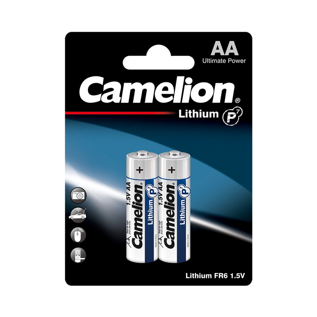 Батарейки литиевые AA CAMELION Lithium P7 FR6-BP2, 2 шт. в блистере