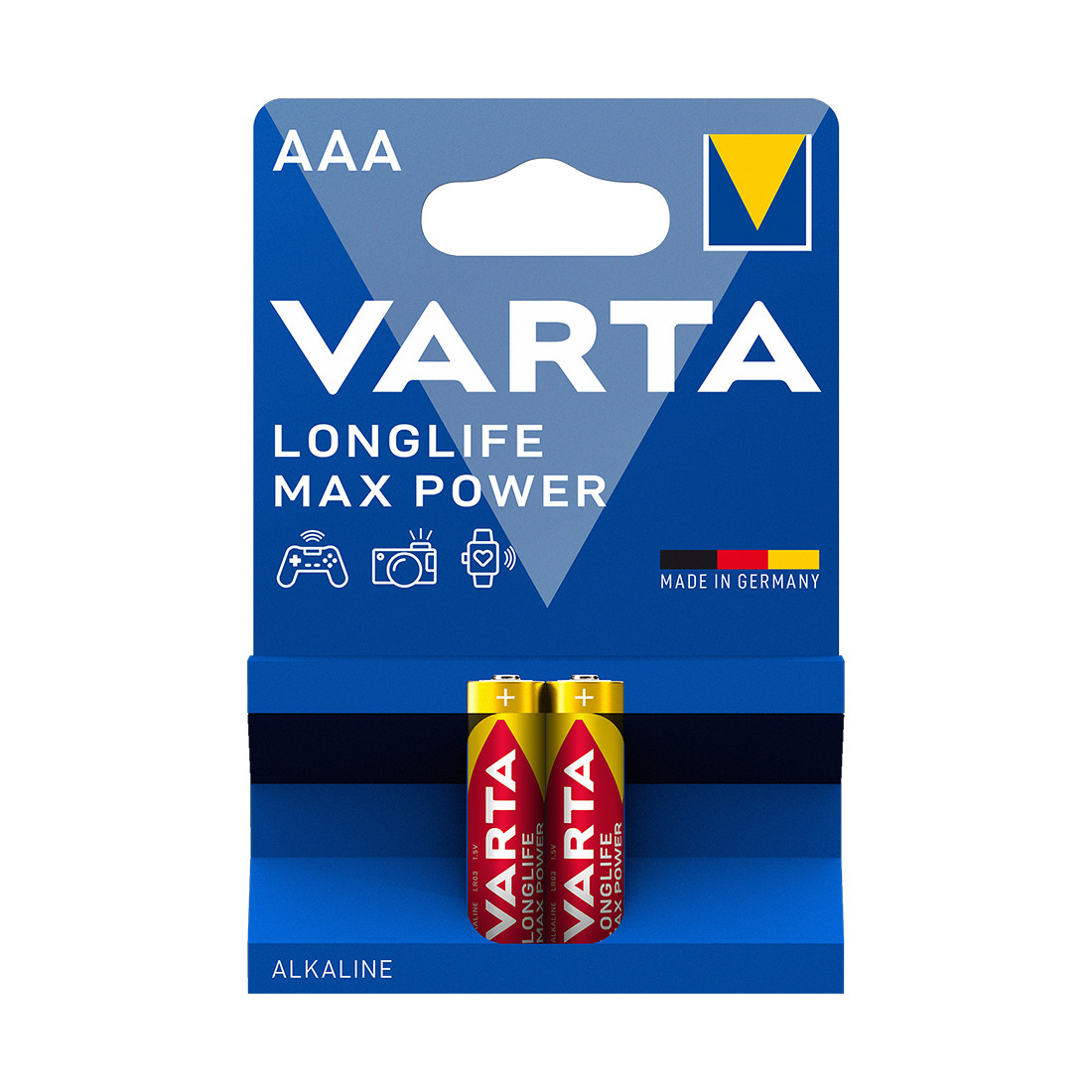 Батарейки алкалиновые AAA 1.5V VARTA Longlife Power Max Micro LR03 (упаковка 2 шт)