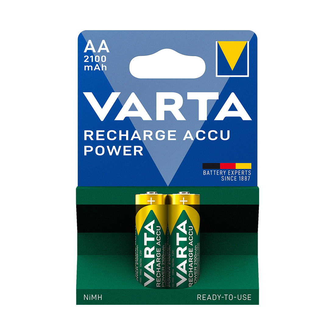 Аккумуляторы AA перезаряжаемые 1.2V 2100 мАч VARTA R2U Mignon HR6 (2 шт в упаковке) - фото 1 - id-p114437434
