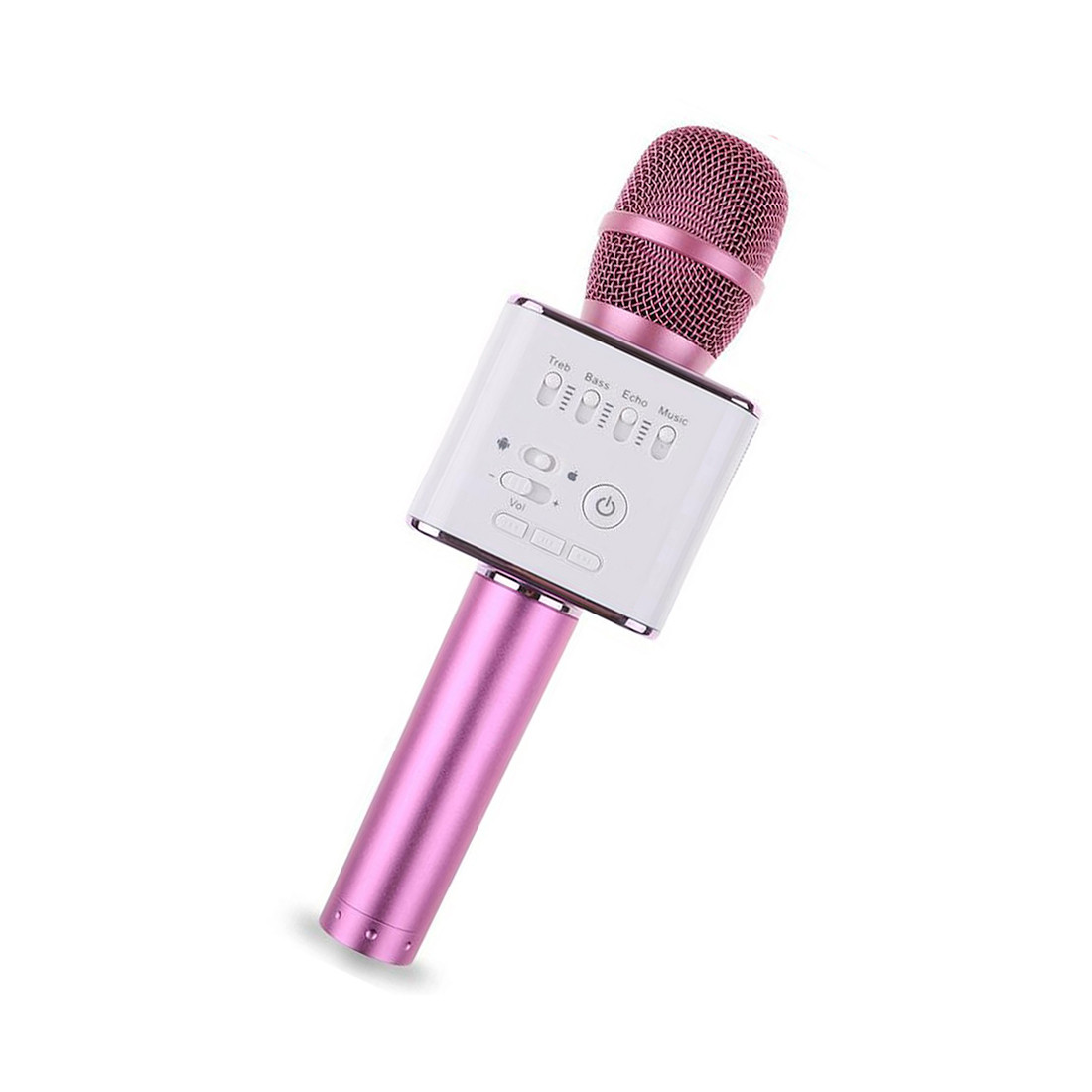 Микрофон беспроводной караоке Q9 в розовом цвете - фото 2 - id-p114397166