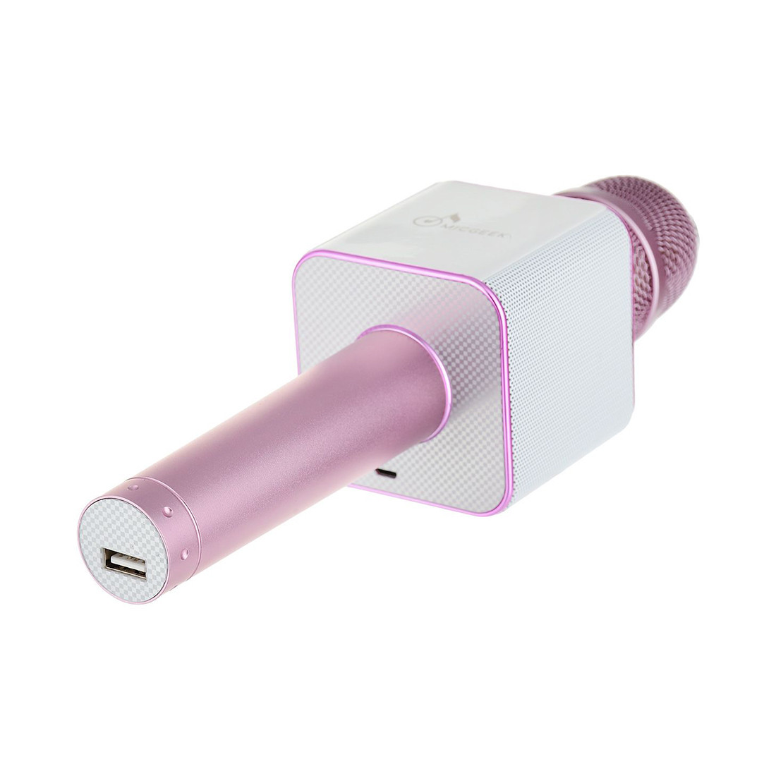 Микрофон беспроводной караоке Q9 в розовом цвете - фото 3 - id-p114397166