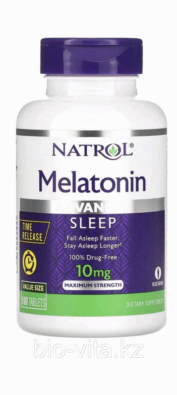 Мелатонин для спокойного сна, максимальное действие, 10 мг, 100 таблеток.  Natrol, фото 1