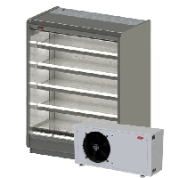 Среднетемпературная горка "ПРАГА 1250"открытая с выносным агрегатом1200л(горка+агрегат)