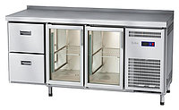 Стол морозильный Abat СХН-70-02 (2 двери-стекло, 2 ящика, борт)