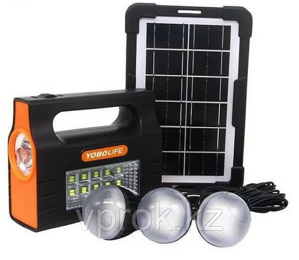 Фонарик для тревожного чемоданчика Yobolife LM-3605, 3 LED лампы и солнечная панель - фото 1 - id-p114458825