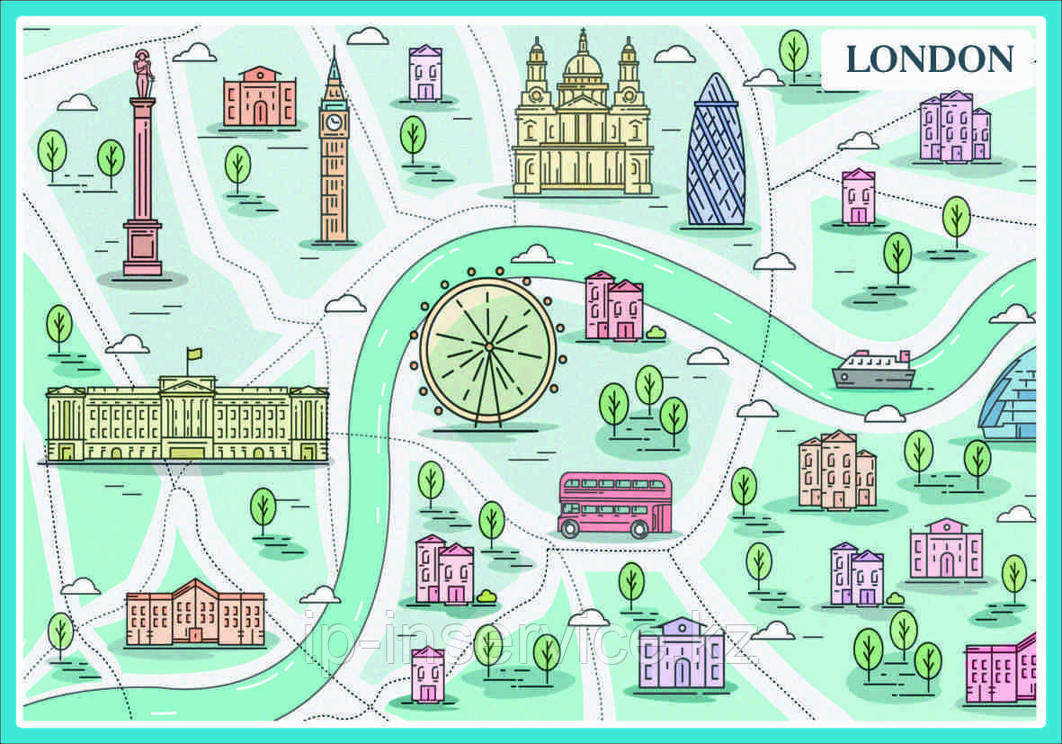 Плакат Карта Лондона. Достопримечательности Лондона