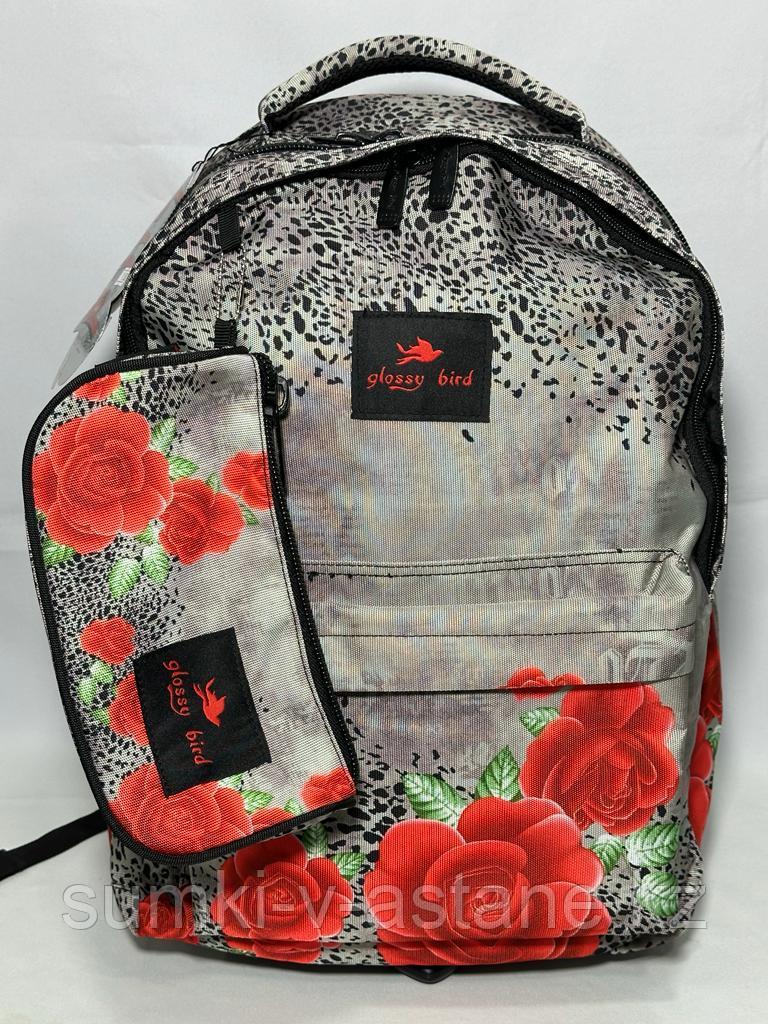 Школьный рюкзак для девочек "Glossy Bird", 6-9 класс. Высота 45 см, ширина 32 см, глубина 19 см.