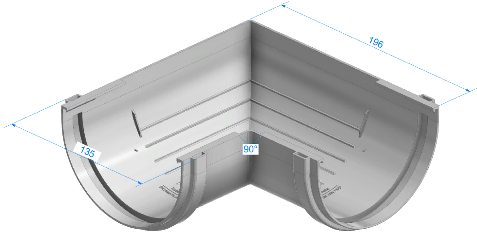 Döcke STANDARD Универсальный угол желоба 120 мм * 90˚ (Белый) - фото 2 - id-p77879665