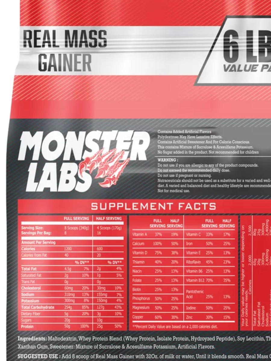 Monster Labs Real Mass Gainer 2.72 kg - фото 2 - id-p114466224