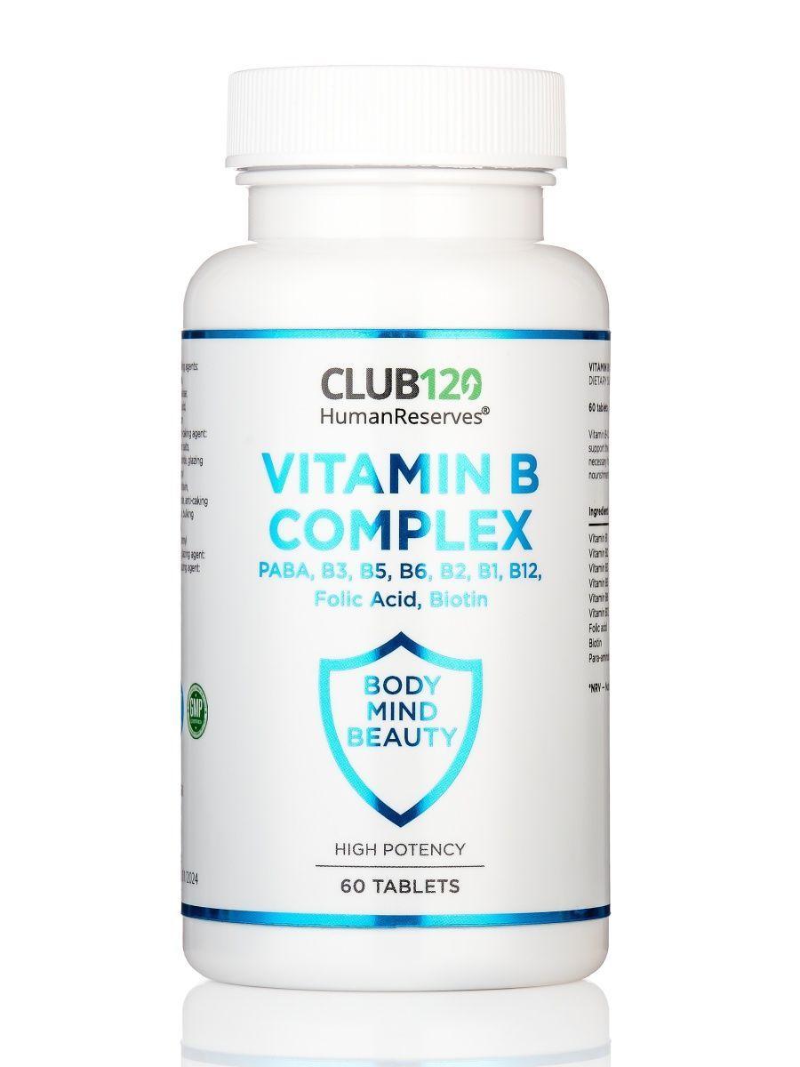 CLUB120, Комплекс витаминов группы Б, 60 таблеток - фото 1 - id-p114468246