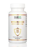 CLUB120, Витамин Д3 4000 МЕ, витаминный комплекс, 90 капсул