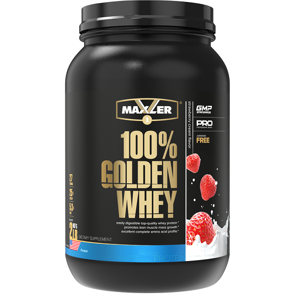 Maxler 100% Golden Whey 2 lbs Strawberry Cream со вкусом Клубничный крем - фото 1 - id-p114468387