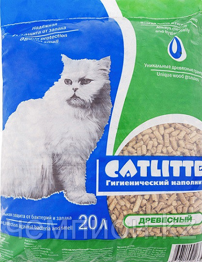 Catlitter, древесный наполнитель в эконом упаковке, 20л