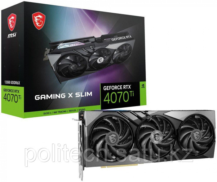 Видеокарта MSI GeForce RTX 4070 Ti GAMING X SLIM 12G, 12Gb GDDR6X, 192 Bit, 1xHDMI, 3xDP, 7680 CUDA, BOX - фото 1 - id-p114509315