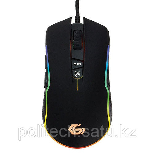 Мышь игровая Gembird MG-700, USB, черный, 2500 DPI, 6 кнопок, подсветка 
16млн. цветов, ПО, кабель тканевый