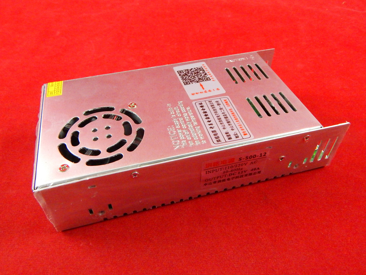 Импульсный блок питания S-500-12, 12В, 40А, 500Вт, с активным охлаждением - фото 1 - id-p76715392