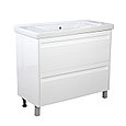 Напольная тумба под умывальник 100 Турин белого цвета с умывальником, фото 4
