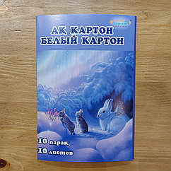 Белый картон "Приключения зайцев" KT-1535. 10 листов. Формат A4.