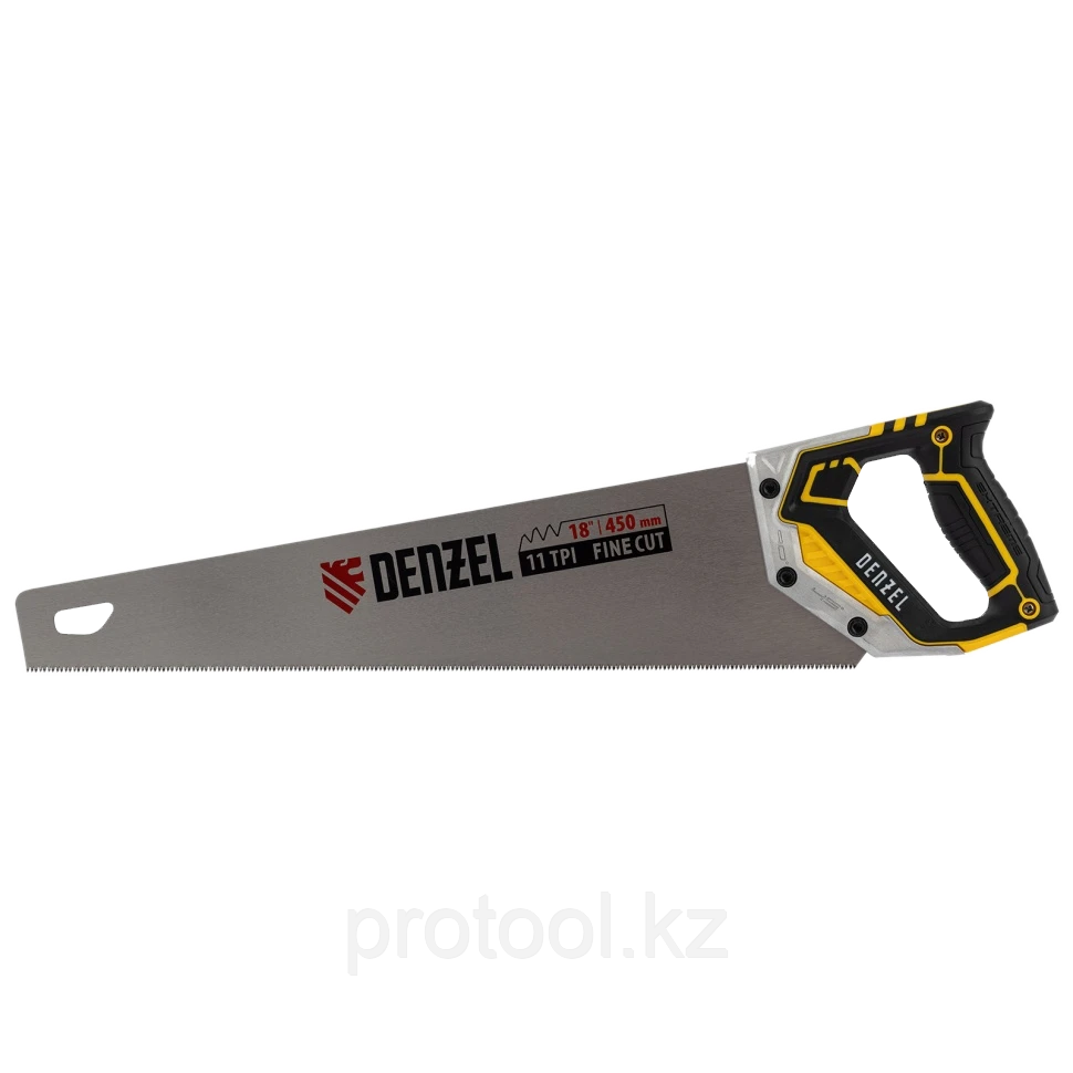 Ножовка по дереву, 450 мм, 11 TPI, зуб 3D, металлопластиковая рукоятка// Denzel - фото 1 - id-p114510679