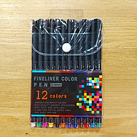 Набор ручек "FINELINER" 12 цветов. Набор из 12 цветных линеров для рисования. Капиллярные ручки для скетчинга.