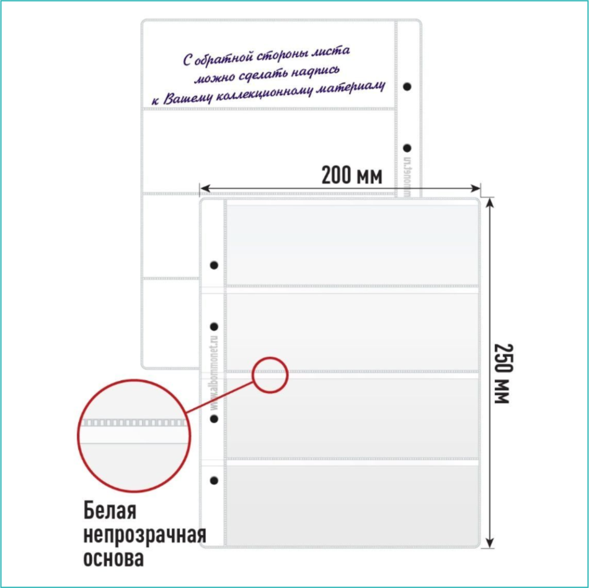 Набор листов для хранения банкнот (10 листов 4 ячейки) - фото 4 - id-p114516995