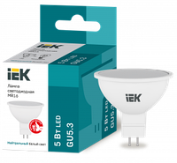 LLE-MR16-5-230-40-GU5 IEK Лампа светодиодная MR16 софит 5Вт 230В 4000К GU5.3 IEK