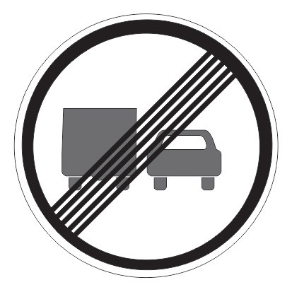 «Конец зоны запрещения обгона грузовым автомобилям». 3.23