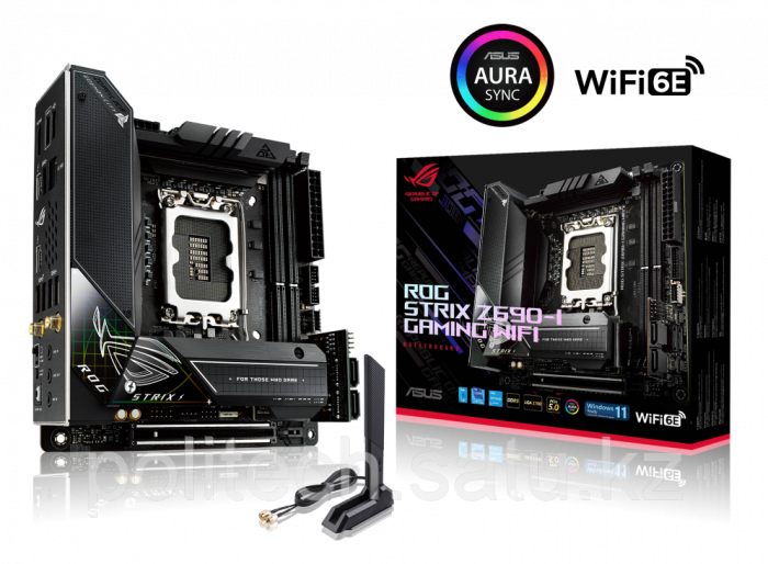 Сист.плата ASUS ROG STRIX Z690-I GAMING WIFI, Z690, 1700, 2xDIMM DDR5, PCI-E x16, M.2, SATA, Thunderbolt, - фото 1 - id-p114511605