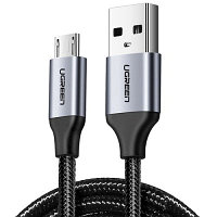 Кабель UGREEN US290 USB 2.0 A to Micro USB Cable Nickel Plating Aluminum 
Braid 2m (Black), 60148