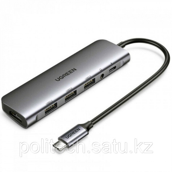 Конвертор сигнал UGREEN CM136 USB-C To HDMI+3*USB 3.0 A+ AUX3.5mm+PD Power Converter, 80132 - фото 1 - id-p114511819