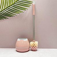 Ёршик для унитаза с металлической ручкой 55 см розовый Арт 5376