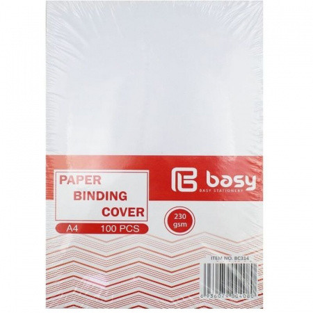 Обложка для переплета BASY "Z0041", А4 картон под кожу, 230 гр, белая - фото 1 - id-p114563208