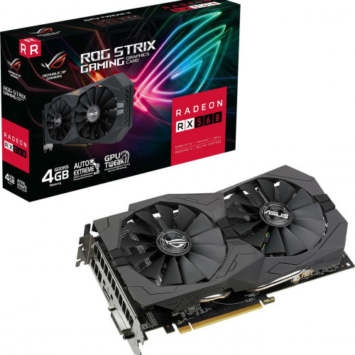 Видеокарта ASUS AMD Radeon RX 560 4GB ROG-STRIX-RX560-4G-V2-GAMING - фото 1 - id-p114563238