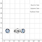 Серебряные серьги-пусеты  Топаз Свисс Блю Aquamarine 4407105.5 покрыто  родием, фото 2