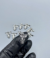Фигурки для ногтей объемные Ангел Серебро 10 шт, фото 2