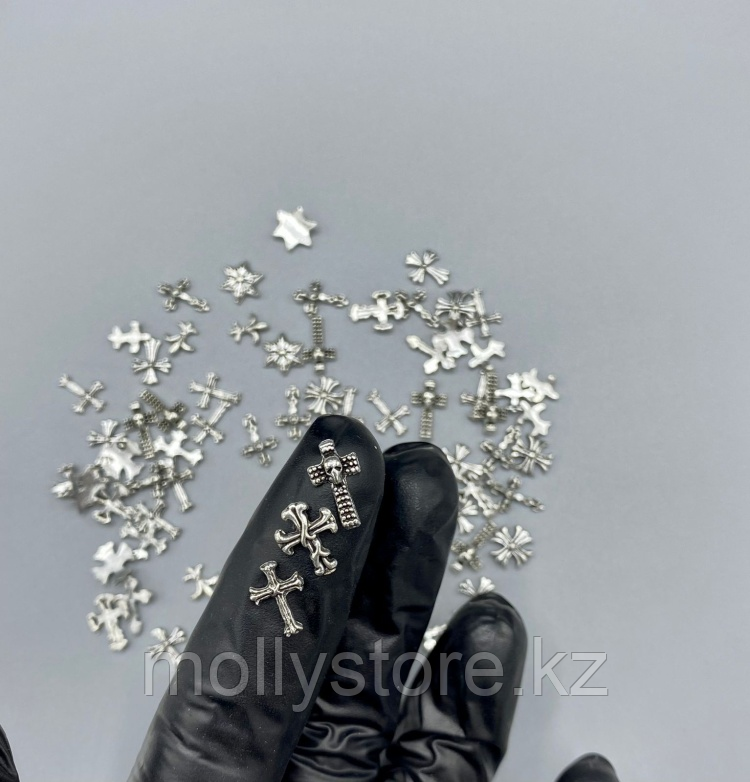 Фигурки для ногтей объемные Кресты Серебро 100 шт - фото 2 - id-p114598508