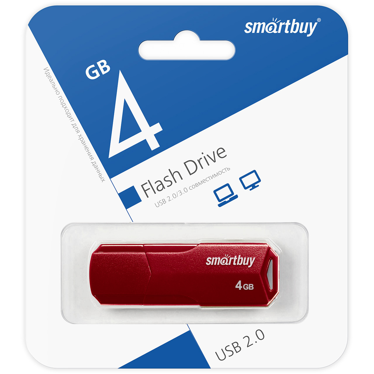 USB накопитель Smartbuy 4GB Clue Burgundy, фото 1
