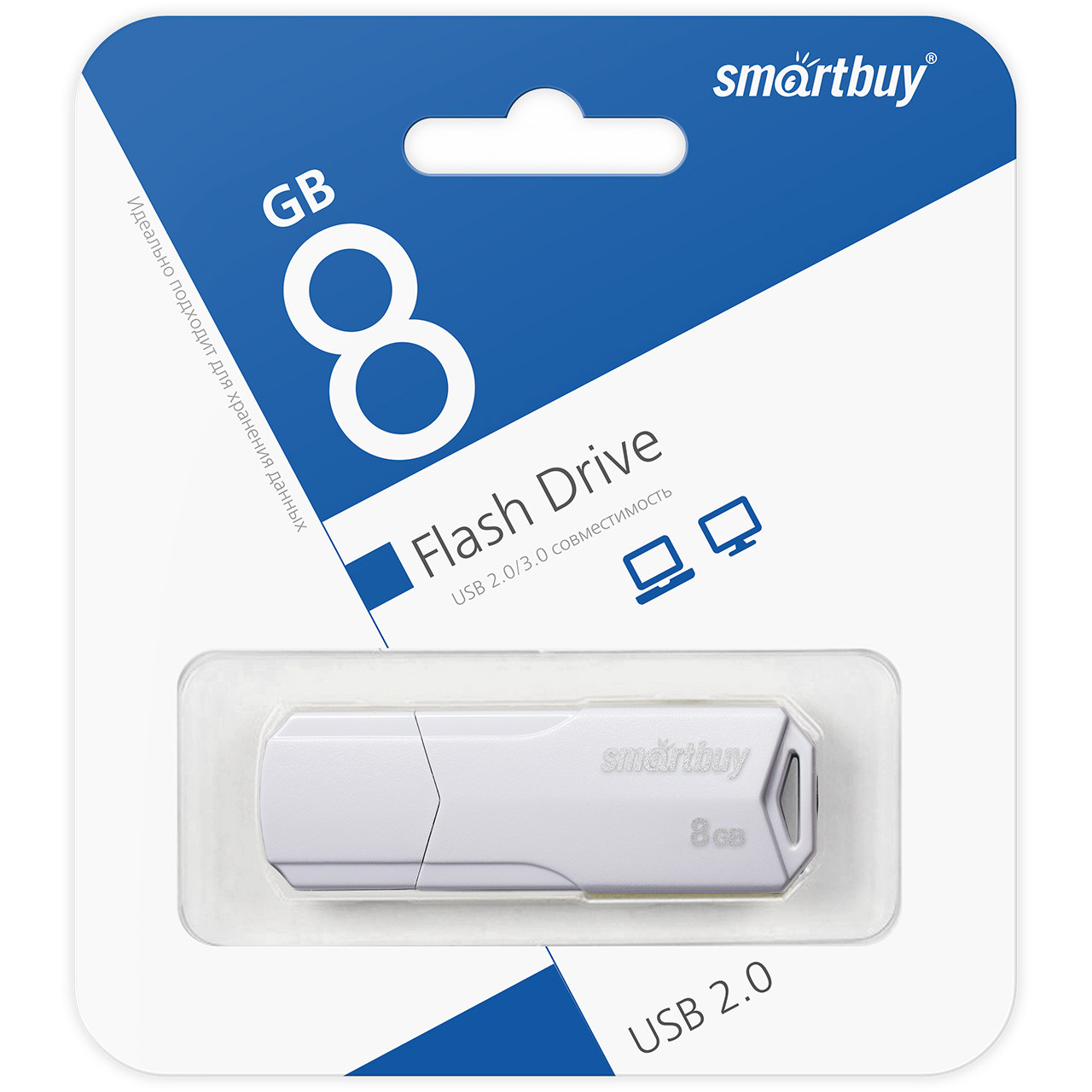 USB накопитель Smartbuy 8GB Clue White