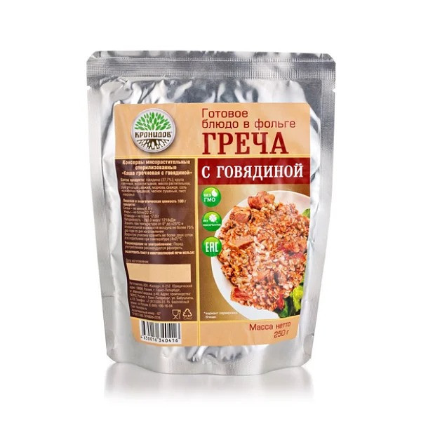 Готовое блюдо "Каша гречневая с говядиной" Кронидов, фото 1