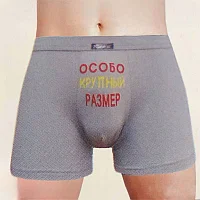 Мужские трусы прикольные "Особо крупный размер" серые