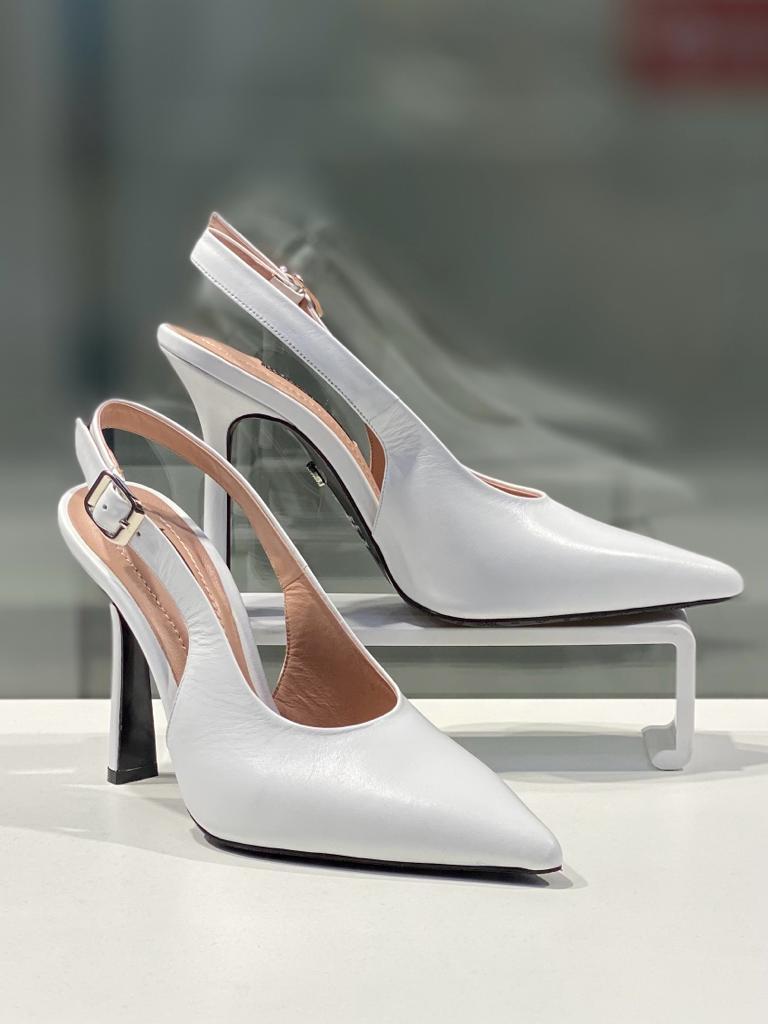 Туфли женские с открытой пяткой белого цвета "Paoletti". Стильная женская обувь. - фото 1 - id-p114615044