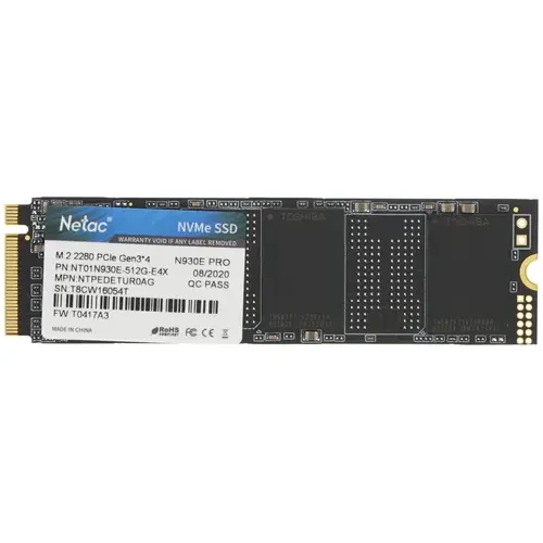 Твердотельный накопитель SSD 512Gb, M.2 2280, NVMe, PCIe 3x4, 2080R/1700W Netac N930E Pro