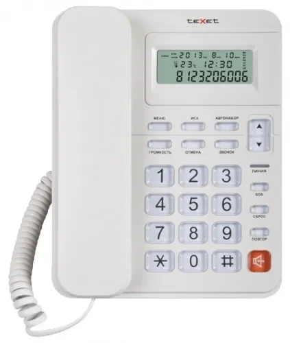 Телефон проводной Texet TX-250 белый