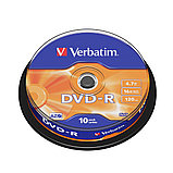 Диск DVD-R  Verbatim  (43523) 4.7GB  16х  10шт в упаковке  Незаписанный, фото 2