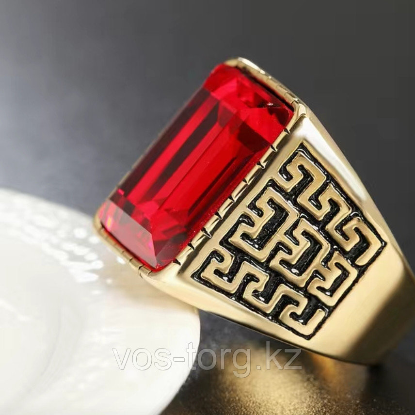 Перстень с камнем ''Golden red'' позолота - фото 2 - id-p114635459
