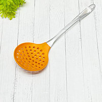 Шумовка с силиконовой рабочей частью неоново-оранжевая