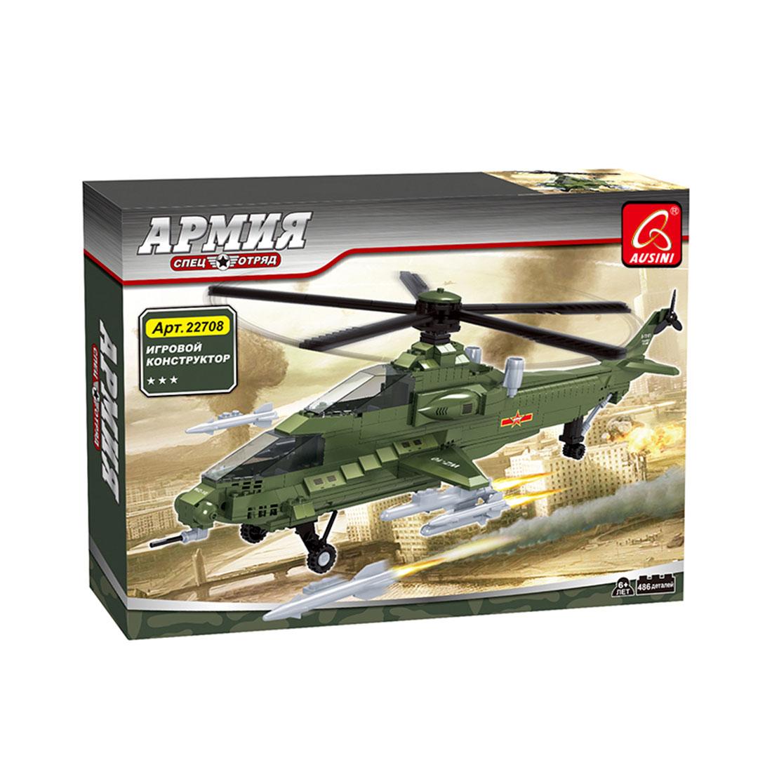 Игровой конструктор  Ausini  22708  Армия  Военный ударный вертолет