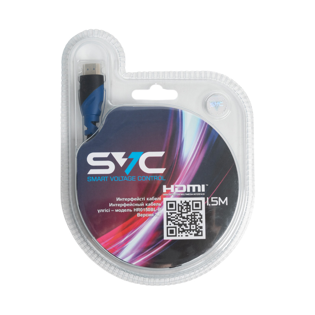 Интерфейсный кабель HDMI-HDMI SVC HR0150BL-B 30В Синий Блистер 1.5 м - фото 1 - id-p114394895